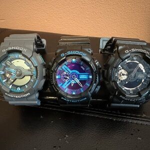 G-Shock Trio in Black, Blue, and Purple